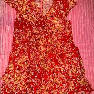 Floral Red and Yellow Romper